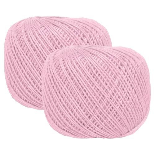 MECCANIXITY Crochet Thread Pearl Cotton Size 3 Pink 2 Rolls 164 Yards for Crocheting Tatting Knitting Embroidery Sewing - color: Pink