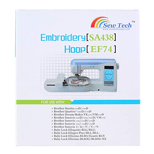 Sew Tech Embroidery Hoop for Brother, 4x4in 100x100mm SA438 EF74 Frame - size: 4"x4" - SA438