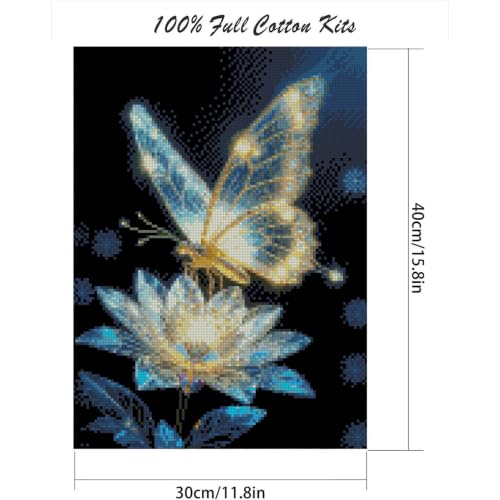 Light and Butterfly Stamped Cross Stitch Kits for Adults, 11CT Needlepoint Counted Cross Stitch Kits for Beginner, Printed Dimensions Embroidery Kit Art Craft for Home Wall Decor 12x16 Inch - color: SZXY004-US