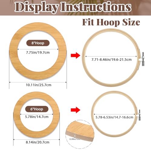 RattanView 12 Pcs Wood Embroidery Hoop Frame for Display 6 & 8 Inch - color: Natural, size: 6 inch/8 inch