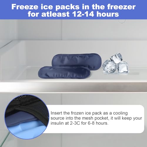 CDBXPRG Insulin Cooler Travel Case, 2 Ice Pack TSA Approved Black - color: Black