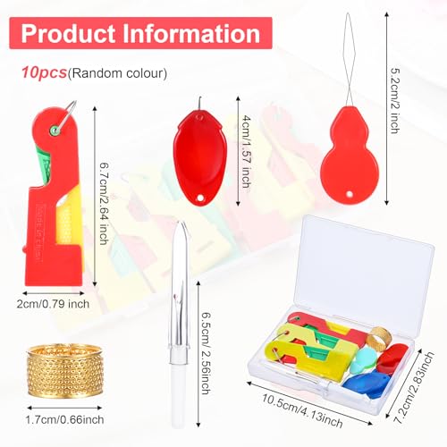 10Pcs Plastic Automatic Needle Threader, New Simple Needle Threaders for Hand Sewing Embroidery