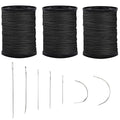 Topus Extra Strong Upholstery Repair Sewing Thread Kit and Heavy Duty Household Hand Needles, Including 7 Styles of Leather Canvas Sewing Needles and 3 Rolls Nylon Thread (70 Yard of Each Roll), Black - color: Black