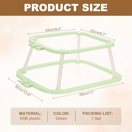 PATIKIL 9.4" x 8.7" Square Embroidery Hoop Stand, Adjustable ABS Plastic Cross Stitch Stand Hands-Free 2-Tier Embroidery Hoop Holder Punch Needle Frame for Sewing Arts Needlework, Green - color: Green, size: 9.4" x 8.7"