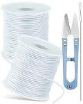 FIVEIZERO 2 Rolls 1.2mm White Elastic Bracelet String, 330 Ft - size: 1.2MM, style: White