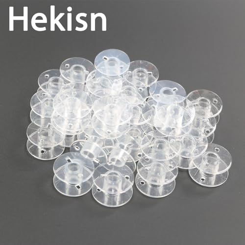 Hekisn Sewing Machine and Embroidery Bobbins, SA156 Bobbins for Brother, Class 15 Transparent Sewing Bobbins (20 Pack)