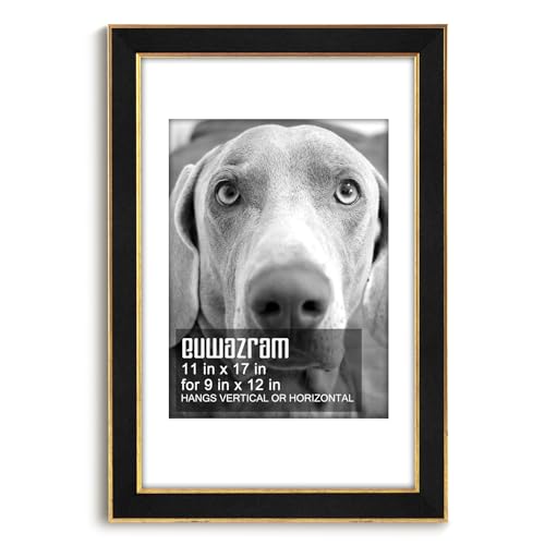 Suede 11x17 Frame - Single Frame, Christmas Elegant Black 11 x 17 Poster Frame with Mat for 9x12, 11x17 Picture Frames for Artwork, Puzzles, Photos and Movie Posters - color: Black, size: 11" x 17" / 9" x 12" mat