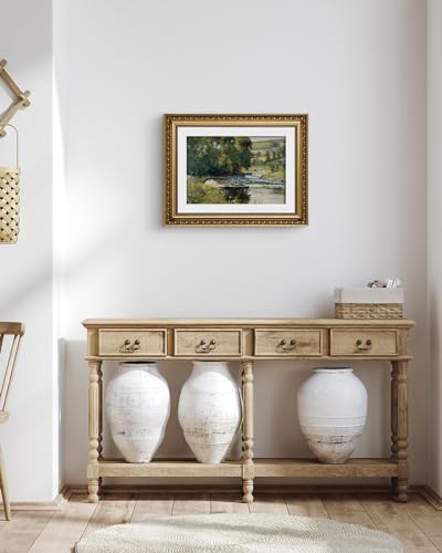ARPEOTCY Vintage Gold Framed Wall Art, Nature Streamside Retro Paintings, Canvas Prints Artwork with Antique Frame, Victorian Wall Pictures Decor for Living Room Gallery Room 11x14 inch - color: Streamside, size: 14"L x 11"W