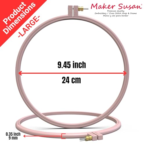 Maker Susan Plastic Embroidery Hoop, Hello Series Cross Stitch Hoops for Beginners, Punch Needle Hoop, Embroidery Frames for Sewing, Needlework, Embroidery Projects (Soft Pink, 2 Pcs Set) - style: Soft Pink