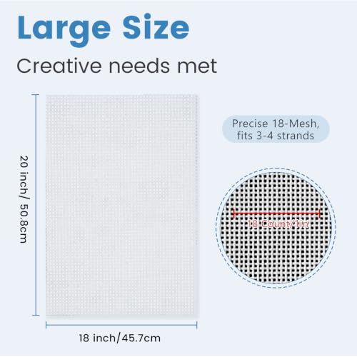 18 Mesh Needlepoint Canvas, 20" x 18" Pure Cotton Blank Canvas - color: Beige 18-mesh