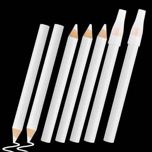 Notoke 7 PCS Washable Fabric Marking Pencils, White Sewing Pencils with Tip Protectors for Tailoring, Quilting, Dressmaking & DIY Craft Projects (8.75cm/3.44 inch)