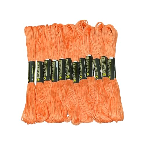 12 Skeins Embroidery Floss Orange Color, Friendship Bracelet String Cross Stitch Embroidery Thread Floss Bracelet Making Yarn, Craft Floss（Orange） - color: Orange