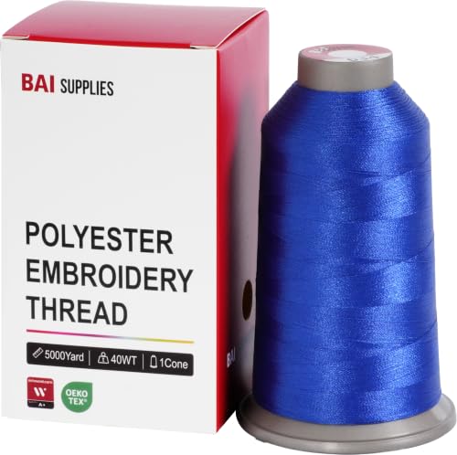 BAI Polyester Embroidery Machine Thread 5000 Yards Royal Blue+634 - color: Royal Blue+634