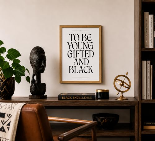 Framed African Black Boy Trendy Wall Art Positive Affirmations Wall Decor - color: Black Quotes, size: 16"L x 12"W