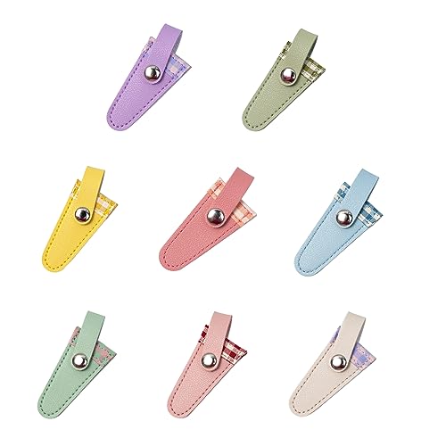 Embroidery Scissors Sheath Color Lattice Scissors Protective Cover Protect Sewing Scissor Sheath Portable Trimming Tool, 8*3cm - color: 03 Meat Powder Grid