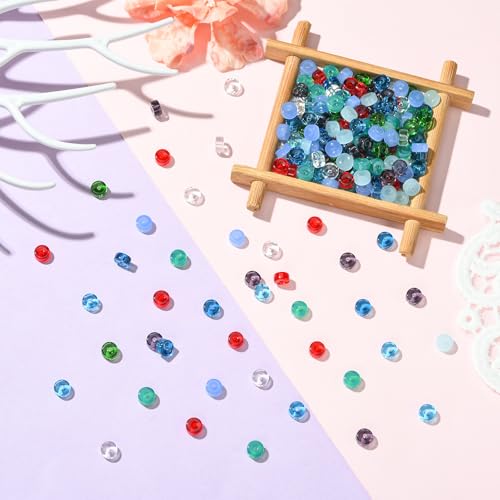 BEEFLYING 1.59oz (45g) Assorted Glass Seed Beads 6~6.5mm×3~4mm Mixed Flat Round Bulk Small Spacer Seed Beads for Jewelry Making Necklace Bracelet Earring DIY Craft Sewing Home Decor