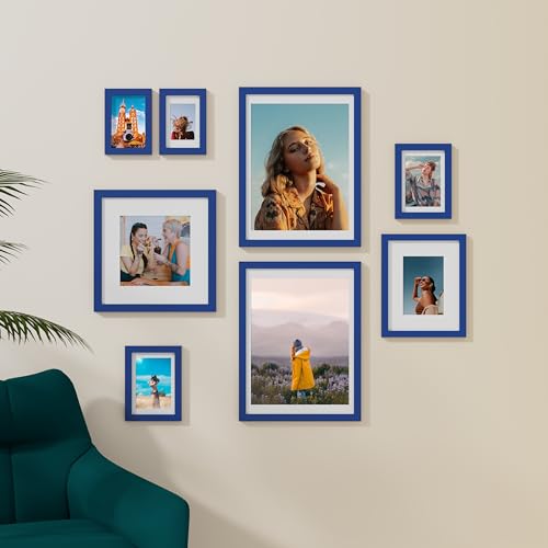 Vittanly 4x6 picture frame, Matted for 3.5x5 Photos, Royal Blue - color: Royal Blue, size: 4x6