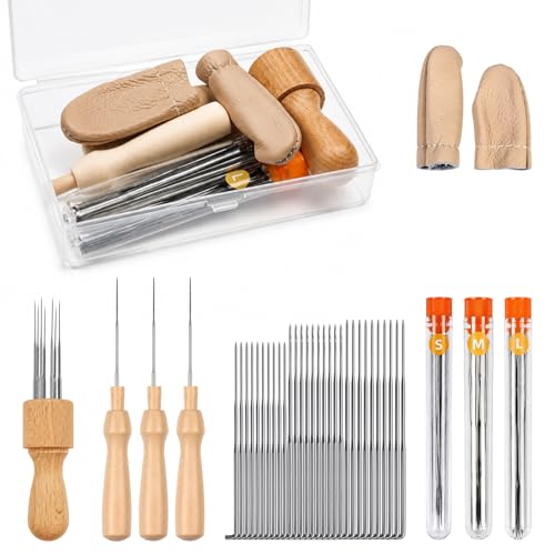 Needle Felting Kit with 8-Needle Tool & 3 Single-Needle Handles | 30 Barbed Felting Needles in 3 Sizes | Includes Finger Guards & Storage Case | Essential DIY Wool Felting Supplies for Crafters - color: Multi-color/39 pcs