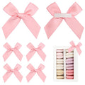 Pre-Tied Self Adhesive Pink Satin Ribbon Bows for Crafts 3" - color: Pink