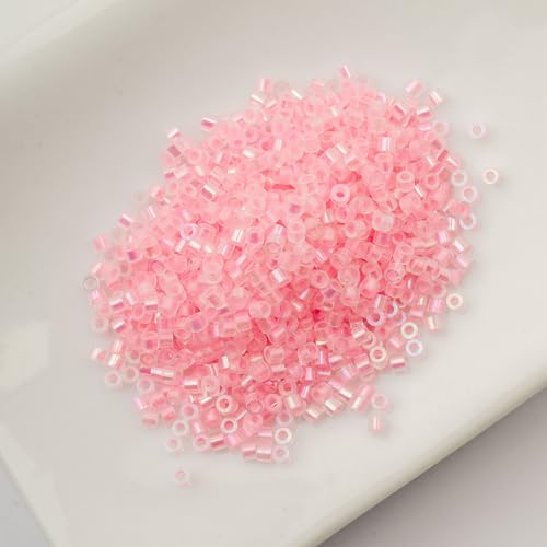 John Bead 25g Cylin Beads Pink Neon Glow in Dark AB 11/0 Glass Cylindrical Seed Beads for Jewelry Bracelets Necklaces Earrings Making Embroidery - color: Pink Neon Glow in Dark AB