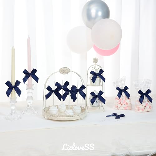 Self Adhesive Navy Blue Satin Ribbon Bows for Crafts 3", 50 Pack - color: Navy Blue