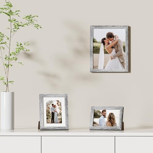 Vittanly 4x6 picture frame, Matted for 3.5x5 Photos, Grey - color: Grey, size: 4x6