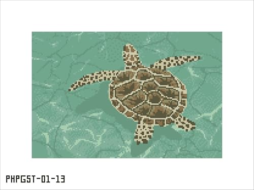 Howie's Needlepoint Animal Needlepoint Kits, 13CT Printed Embroidery Pattern Starter Kits, Stamped Patterns Canvas Kits(Swimming Sea Turtle,8x12inch) - color: Swimming Sea Turtle