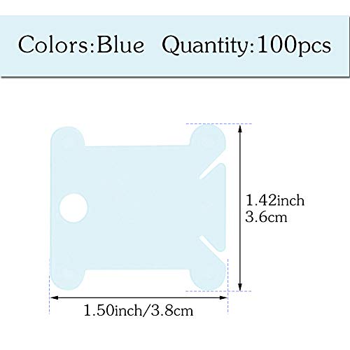 LOKUNN 100 PCS Embroidery Floss Bobbins Embroidery Floss Organizer - color: Blue*100