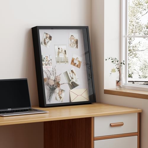 Muzilife 16x20 Large Shadow Box Wood Picture Frame, Tempered Glass, Black - color: Black, size: 16×20
