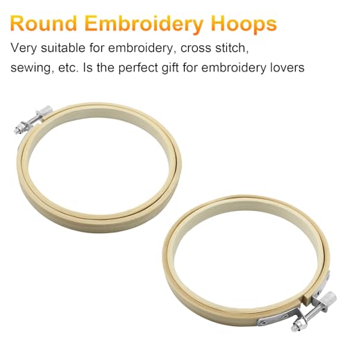 Biaungdo 6 Pieces 4 Inch Round Wood Embroidery Hoops - style: 4 inch