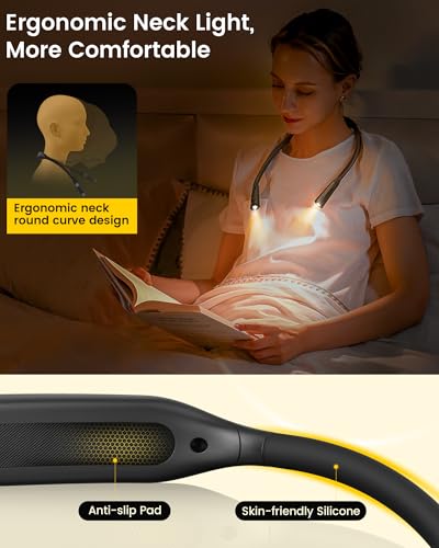 Glocusent Neck Book Light, Rechargeable Neck Lights for Crafts Reading - color: Black