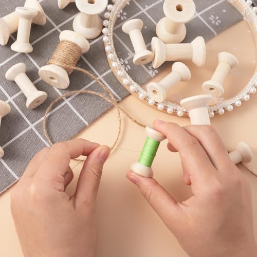 Pndeyo 8pcs Wooden Spools of Crafts, Empty Natural Wood Thread Spools, Unfinished Wooden Textile Bobbin for Organizing Cord Twine Ribbon Chains Elastic Threads - color: Wood Color, 8pcs-4cm&5cm