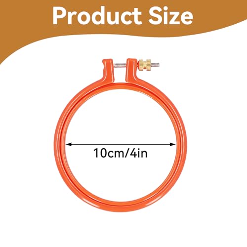 Plastic Embroidery Hoop Ring, 3PCS 4in Round Embroidery Frame Hoop Sets Household Small Embroidery Hoops Cross Stitch with Sdjustable Tension Screw for Beginners and Crafters - size: 4in