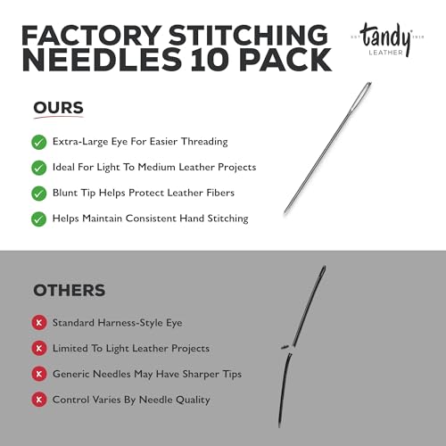 Tandy Leather Stitching Needle Smooth Hand Sewing with Blunt Tip (10 Pack)