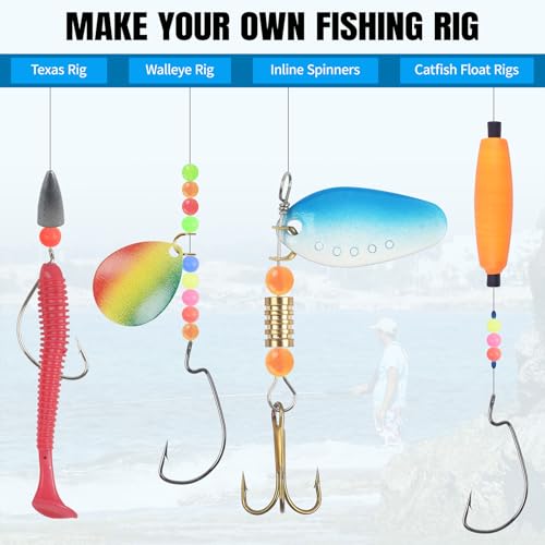 Fishing Beads Assortment Kit, 1000pcs 5mm Round Plastic Fishing Line Beads