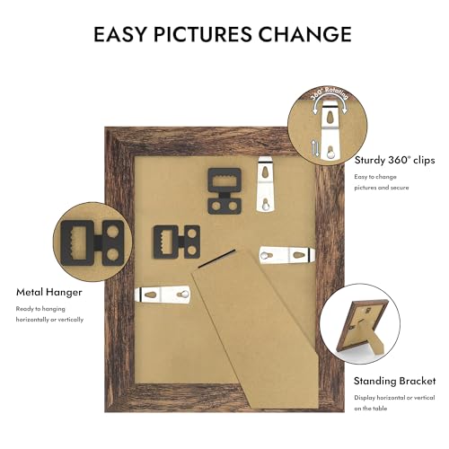 Hongkee 4x5 Picture Frame with Real Glass Wood Frame(Rustic Brown, 1 Pack) - color: Rustic Brown, size: 4X5 in