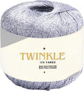 Pack 1 Twinkle Metallic Glitter Yarn Sparkle Fine 1 Light Fingering Weight Worsted Gold Silver for Crochet Knitting, 25g 0.88oz, 175yard Soft Craft Shawls Bags Lurex (Silver Shimmer, Pack 1)