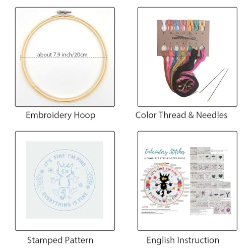 Louise Maelys Cute Cat Embroidery Kit for Beginners DIY Needlepoint - color: Pattern 14
