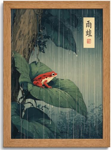 Framed Japanese Vintage Frog Canvas Wall Art for Bathroom Wall Decor 12x16 - color: Japanese Frog, size: 16"L x 12"W