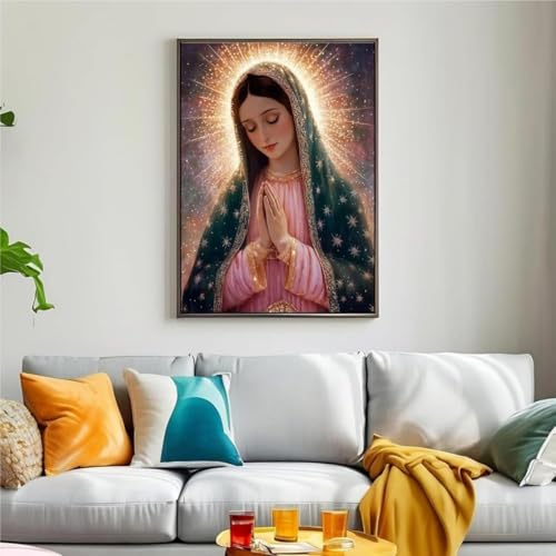 niurenmaoyi Stamped Cross Stitch Kits for Beginners,Counted Embroidery Craft Kits for Adults,Needlepoint Kits for Adults,Virgin Mary Wall Art 11.8X15.8In - color: Cross Stitch Kits0421-05