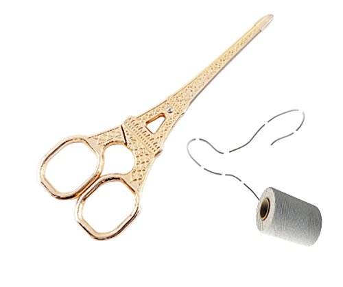 Honbay 5 Inch Gold Plated Stainless Steel Eiffel Tower Embroidery Scissors for Sewing, Craft, and Art Work