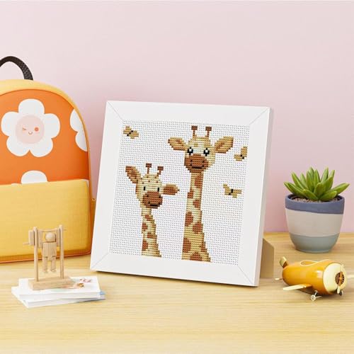 VIGEGU Giraffe Stamped Cross Stitch Kits for Adult Beginner with Frame - color: Giraffe