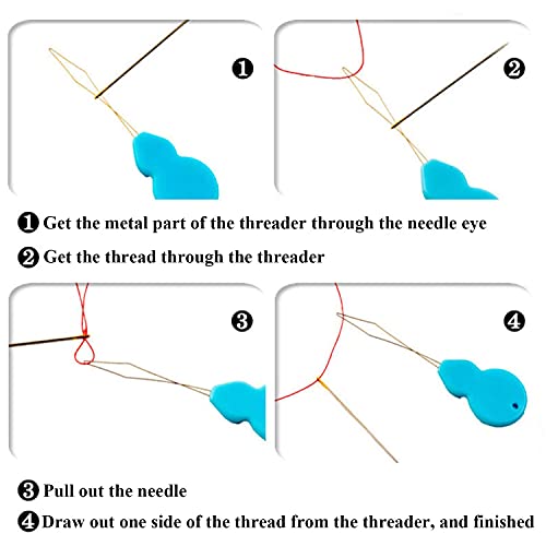 30 Pieces Gourd Shaped Plastic Needle Threaders, Plastic Wire Loop DIY Needle Threader Hand Machine Sewing Tool for Sewing Crafting with Clear Box, 4 Colors Random - size: size 2