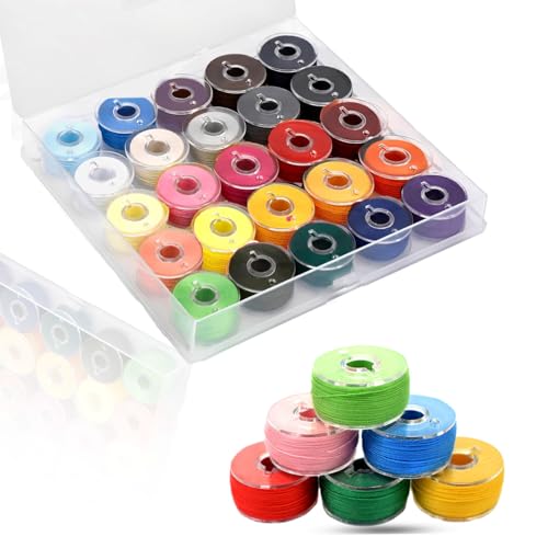 Sewing Thread Kit, 25 Pcs Bobbins for Sewing Machine, Size A SA156 Bobbin Thread for Brother Embroidery and Sewing Machines DIY Projects - color: 25 Colorful