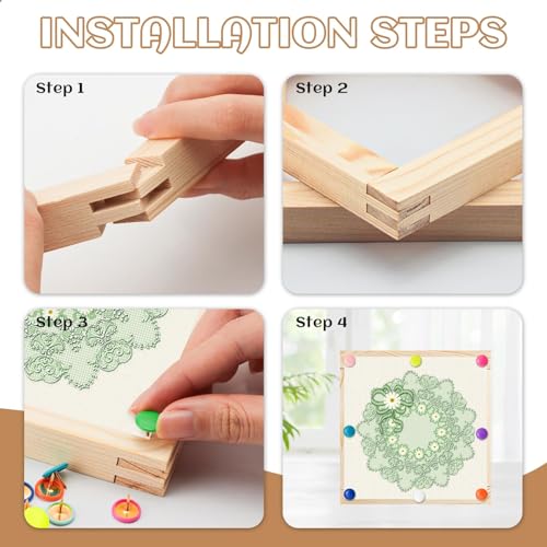 FSWCCK 8 Pcs 10" Stretcher Bars for Needlework with 100 Thumb Tacks, Wooden Canvas Stretcher Bars, Needlepoint Embroidery Stitch Frame Set for Women's Birthday Gifts, Crafts Art
