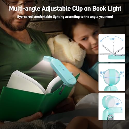 VAVOFO USB Rechargeable Book Light, Bookmark Clip on LED Reading Light - color: Powder Green