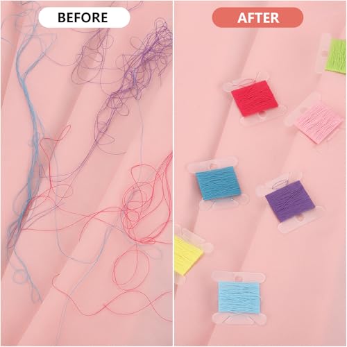 400 PCS Embroidery Floss Bobbins Embroidery Thread Organizer Plastic Floss Bobbins Embroidery Thread Cards for Cross Stitch - color: Clear