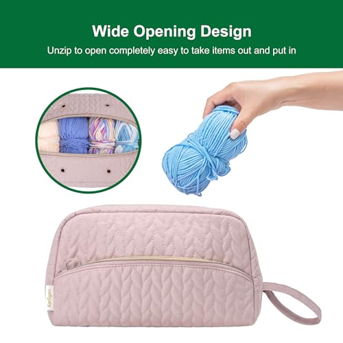KarSyon Crochet Bag for Yarn Storage Knitting Crochet Supplies Accessories - color: Pink