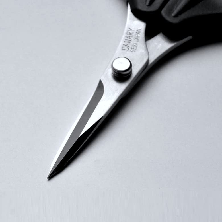 CANARY Spring Loaded Craft Scissors with Cover 6.3" [Sharp Tips], Made in JAPAN, Razor Sharp Japanese Stainless Steel Blade, Black - size: Spring (Sharp)