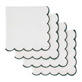 Blue Needles Cotton Scalloped Embroidery Cloth Napkins 17X17Inch - Set of 4 - color: White(edges - Green)
